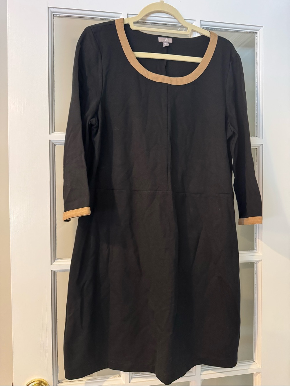J.Jill Wearever Collection Classic Black Dress with Tan Trim